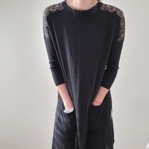 Silk & Cashmere Blended Lacey Dress, Made in Italy